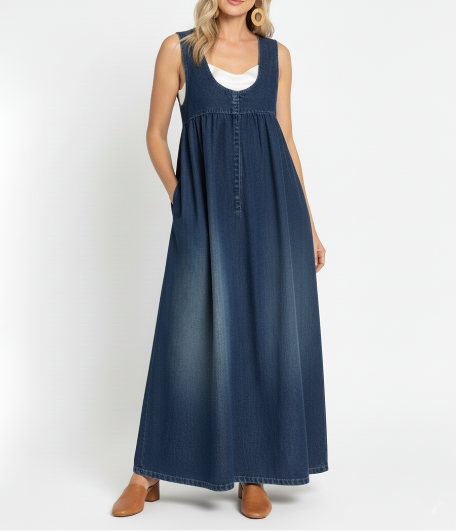 Karen™ | Dlouhé denimové šaty s uvolněnou elegancí pro každý den