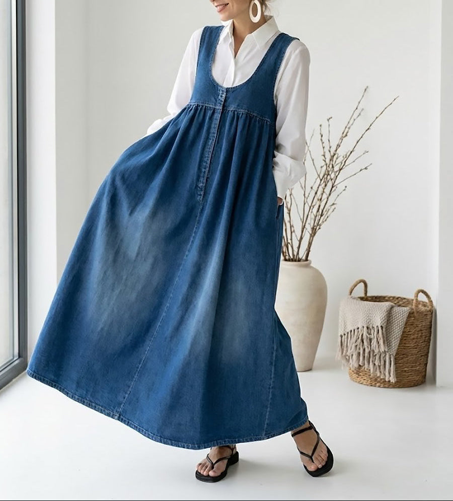 Karen™ | Dlouhé denimové šaty s uvolněnou elegancí pro každý den
